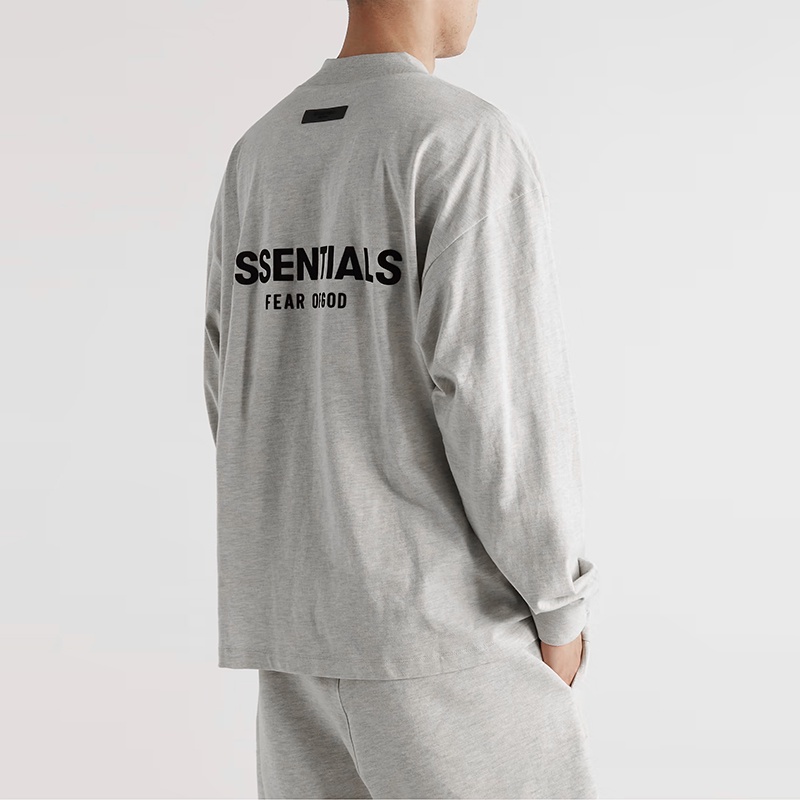Áo long sleeve FEAR OF GOD FOG ESSENTIALS SS22 chất liệu cotton cao cấp, Áo long tee FOG in chữ nhung