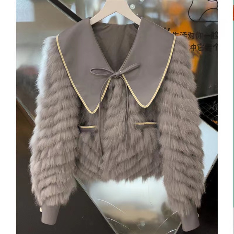 2021 áo khoác trẻ em ghép lông mới mùa thu đông