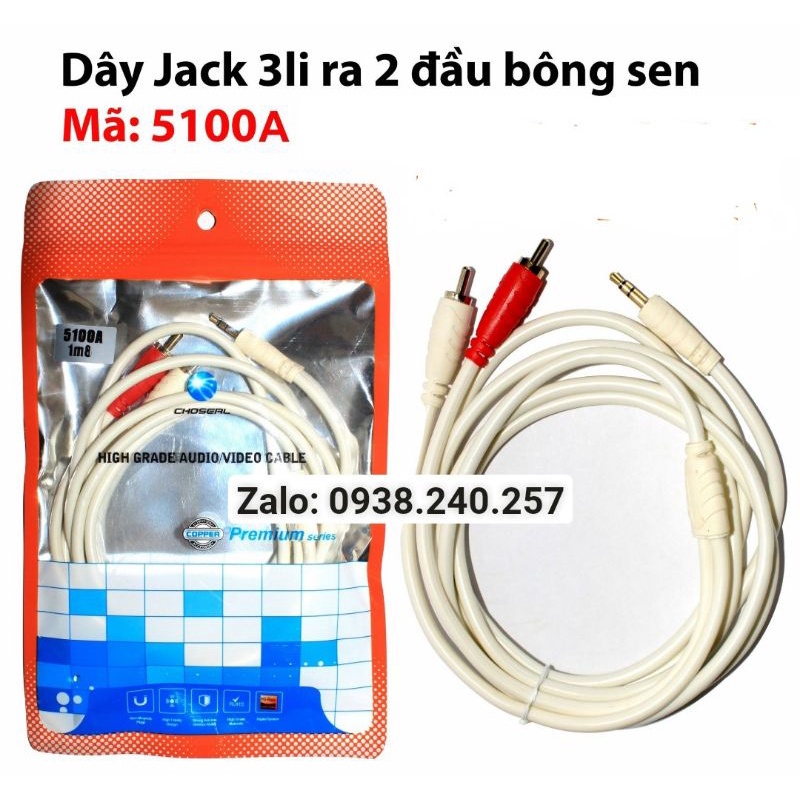 Dây kết nối âm thanh loa, Amply, Tivi, dây AV ra 3.5, dây 2 đầu AV, dây 2 đầu bông sen, 3 li ra đầu bông sen ( Dây Hoa S