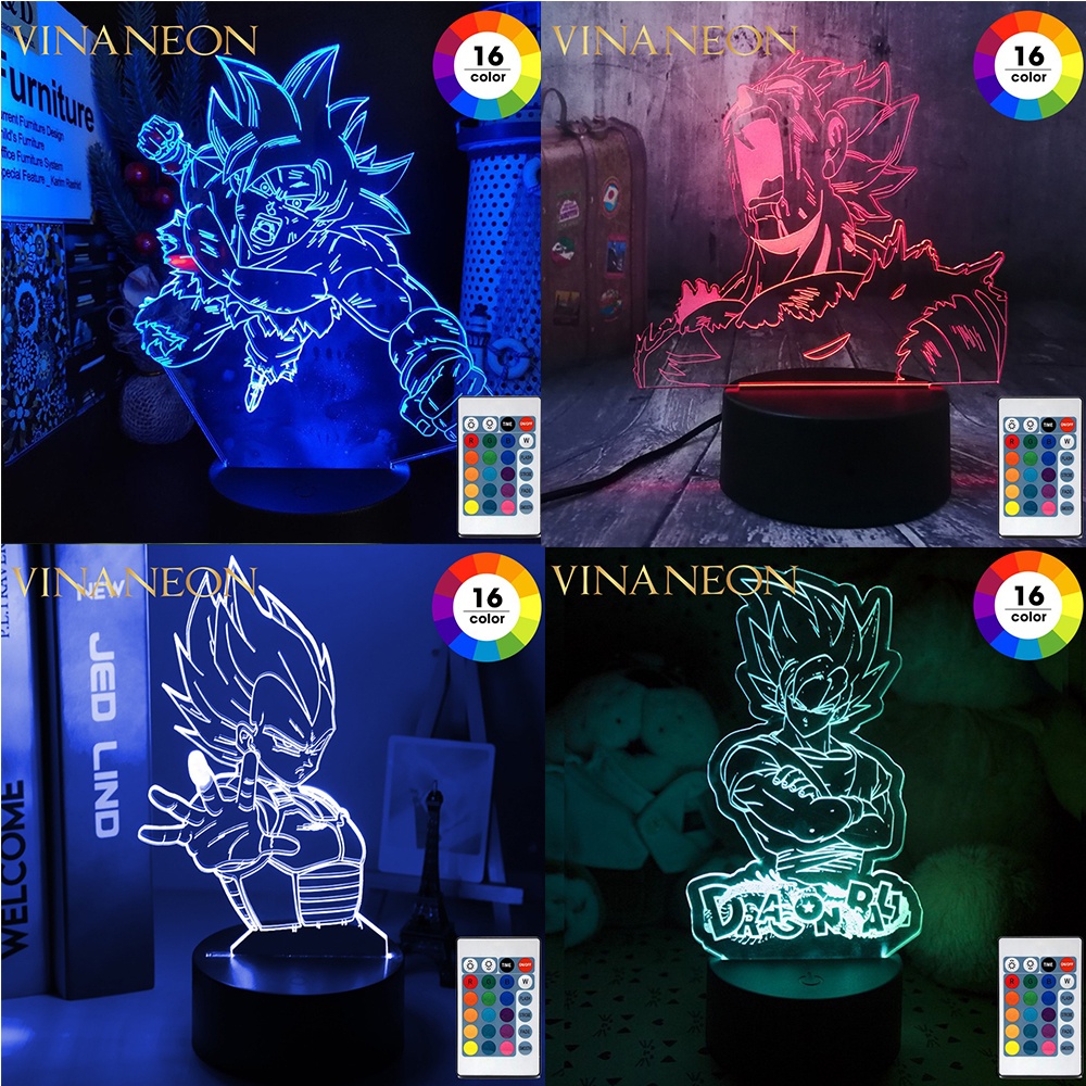 Đèn ngủ 3d, để bàn led trang trí phòng ngủ bàn học bàn làm việc, cảm ứng 16 màu có remote, thiết kế theo yêu cầu