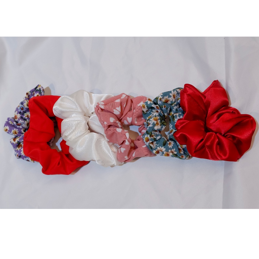 Cột tóc vải buộc tóc scrunchies 5 cái bất kỳ HTO15 Hỉn Hỉn Store