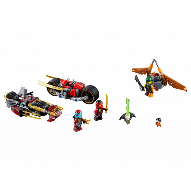 Đồ chơi lắp ráp xếp hình Non lego ninjago season phần 6 xe của ninja đỏ kai, nya sấm sét Bela 10444.