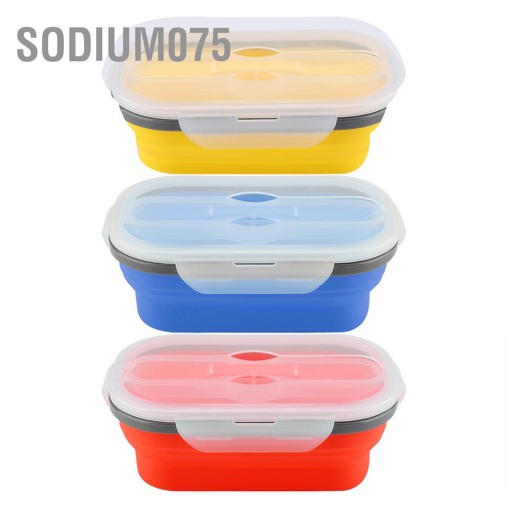 Hàng Hot Hộp ăn trưa bằng silicon Hộp đựng thức ăn có thể gập lại cho bữa ăn ngoài trời Tủ lạnh Lò vi sóng An toàn Hàng giao ngaySodium075