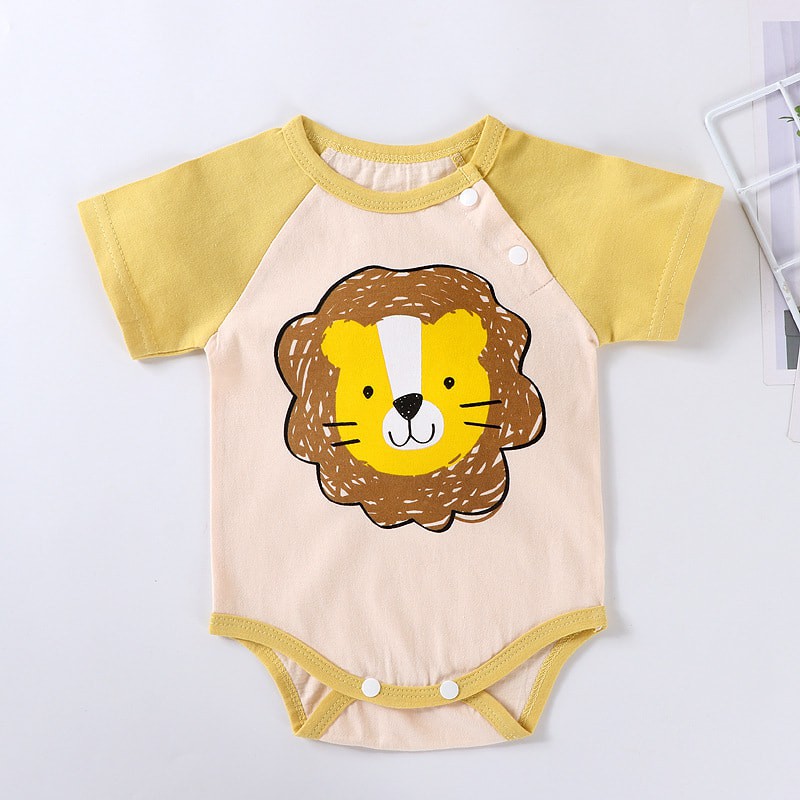 Bodysuit Chíp Ngắn Tay Quảng Châu Sư Tử Cho Bé / Bộ Liền Thân Sơ Sinh Thun Cotton Mùa Hè Mỏng Mát