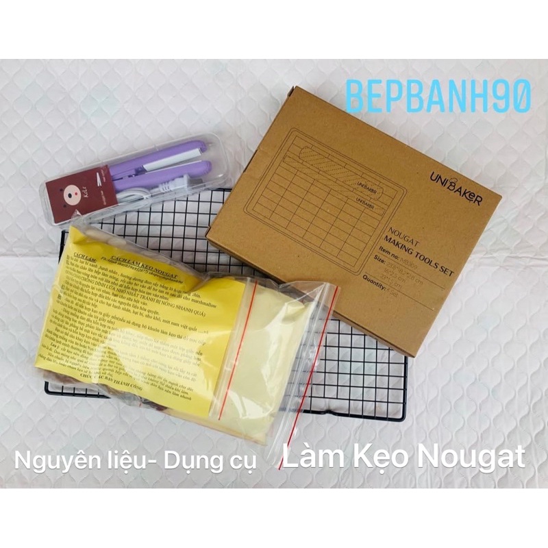 COMBO NGUYÊN LIỆU DỤNG CỤ LÀM KẸO NOUGAT-Kẹo Hạnh Phúc( Tự Chọn)