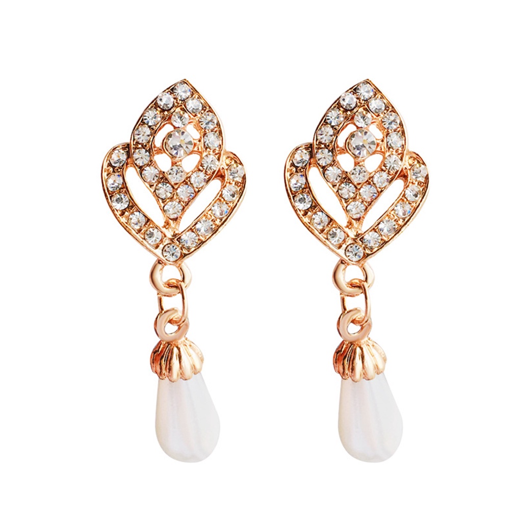 Cặp khuyên tai hợp kim có đính đá quý ngọc trai nhân tạo thời trang dành cho nữ