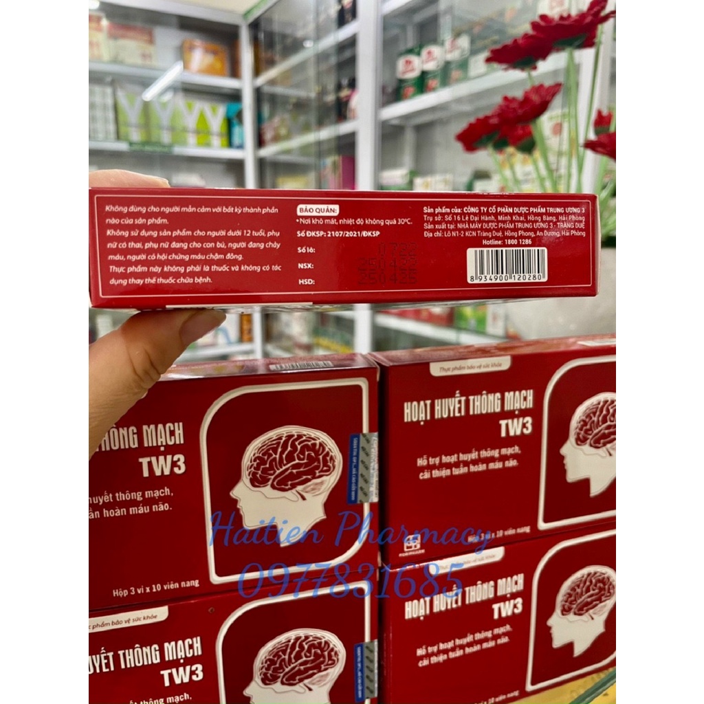 Hoạt huyết thông mạch TW3 hỗ trợ cải thiện tuần hoàn máu não, giảm đau đầu hoa mắt chóng mặt mất ngủ hộp 30 viên