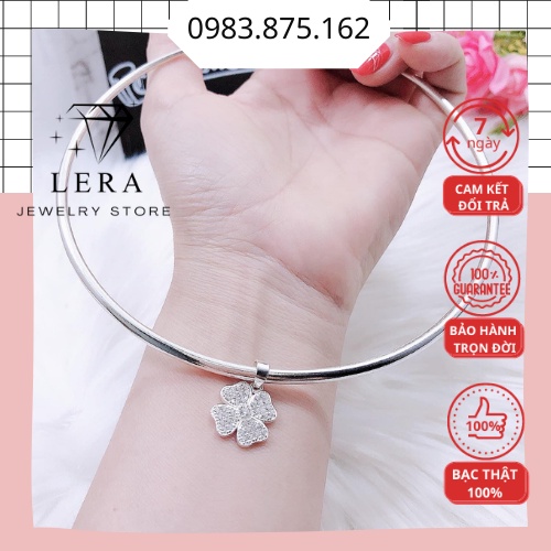 Kiềng nữ bạc ta mặt hoa 4 lá, vòng cổ nữ bạc nguyên chất tại Lera thiết kế trang sức bạc trung niên