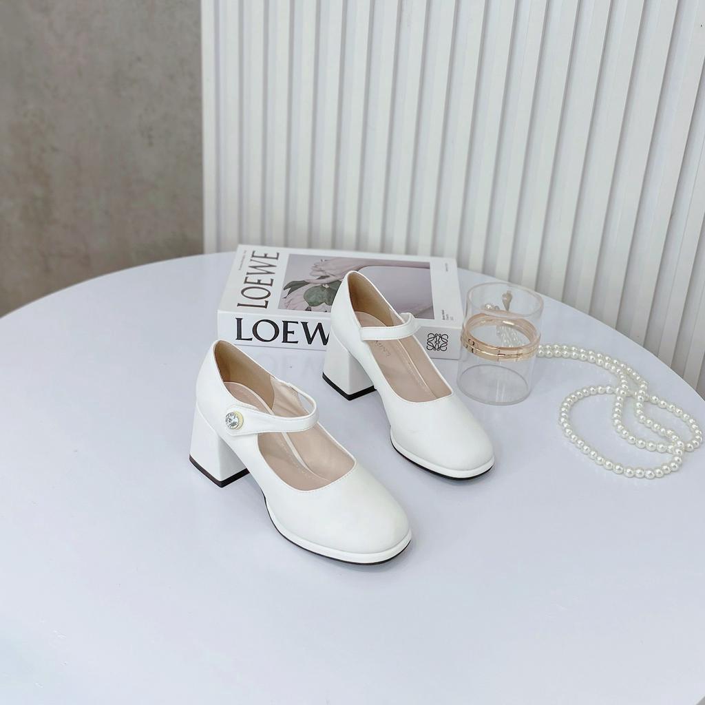 Min's Shoes - Giày Mary Jane Gót Vuông Da Mềm Cao Cấp V268