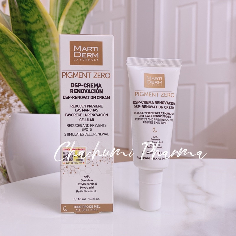 Kem đêm làm sáng da, mờ sắc tố, duy trì sau hydroquinone martiderm pigment zero dsp renovation cream