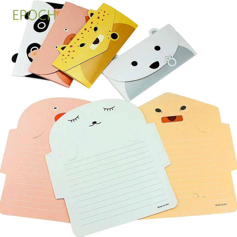 EPOCH Birthday Card Cartoon Animal Envelope Stationery Greeting Card Cartoon Paper Envelopes Whishing Card School Supplies Thank You Card Message Card for Kids Panda Writing Paper