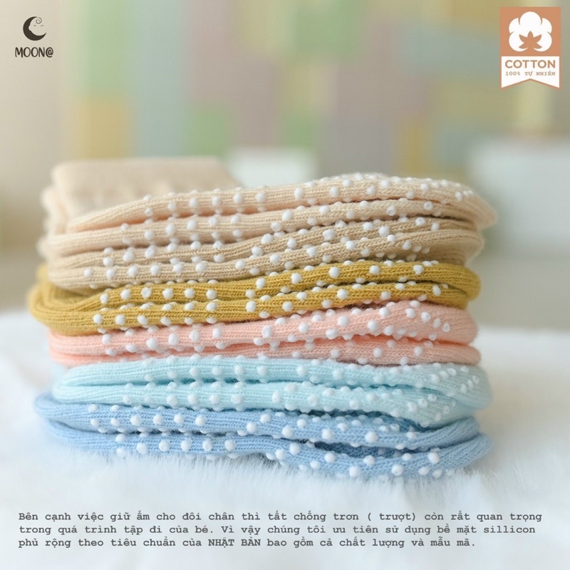 Moon - Tất chân chống trơn cho bé trai bé gái hãng Moon set 2 đôi