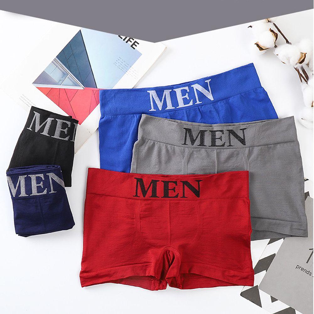 Quần Lót Boxer Không Đường May Lưng Vừa Màu Trơn Thoáng Khí Cho Nam