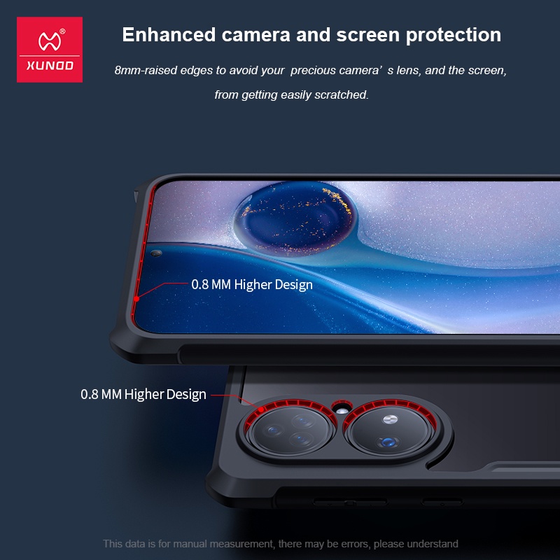 Ốp điện thoại XUNDD trong suốt đơn giản túi khí chống sốc cho Huawei P50E