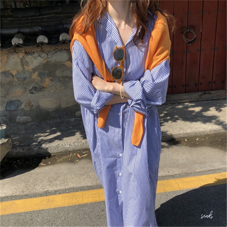 💜Áo Thun In Chữ In march Thời Trang Năng Động💜 |Đầm Sơ Mi Dài Qua Gối Tay Dài Dáng Rộng Họa Tiết Kẻ Sọc Phong Cách Hàn Quốc Thời Trang Xuân Thu Cho Nữ