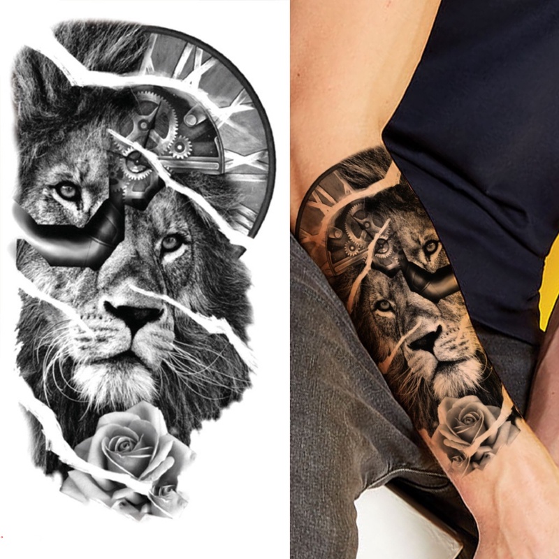 Hình Xăm Dán Tạm Thời Henna Skeleton King Animal Tatoo Màu Đen Cho Nam Và Nữ