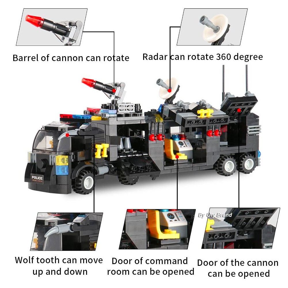 Bộ đồ chơi lego lắp ráp xe cảnh sát/trực thăng dùng làm quà tặng sinh nhật cho bé