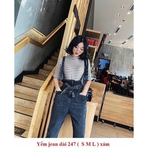 Yếm jean dài nữ phối nơ- yếm bò ulzzang phong cách hàn quốc cao cấp TUẤN KIỆT Store 8888 y4