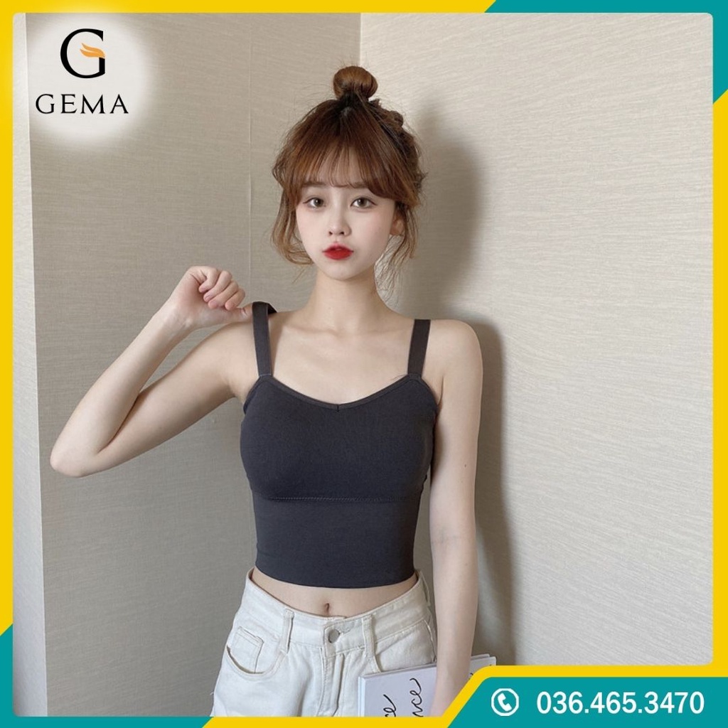 Áo bra nữ 2 dây bản to dáng dài cup tròn có lót nâng ngực BR828