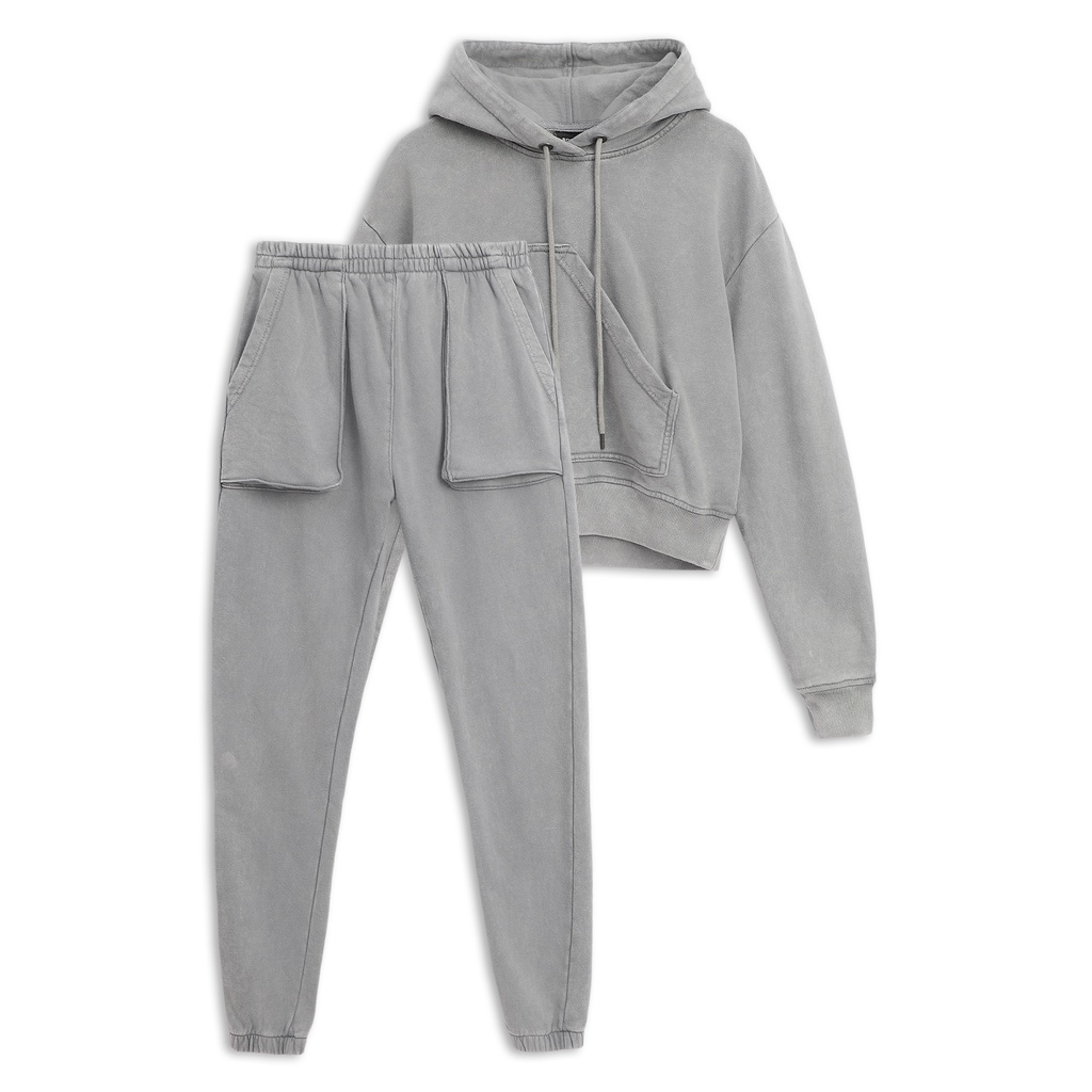 Set Bộ Nữ Quần - Áo Croptop , Chất Liệu Nỉ Co Dãn Thoải Mái,WSD000011,SOMEHOW