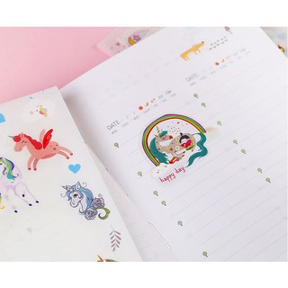 Set 6 tấm sticker dán Kỳ Lân Unicorn