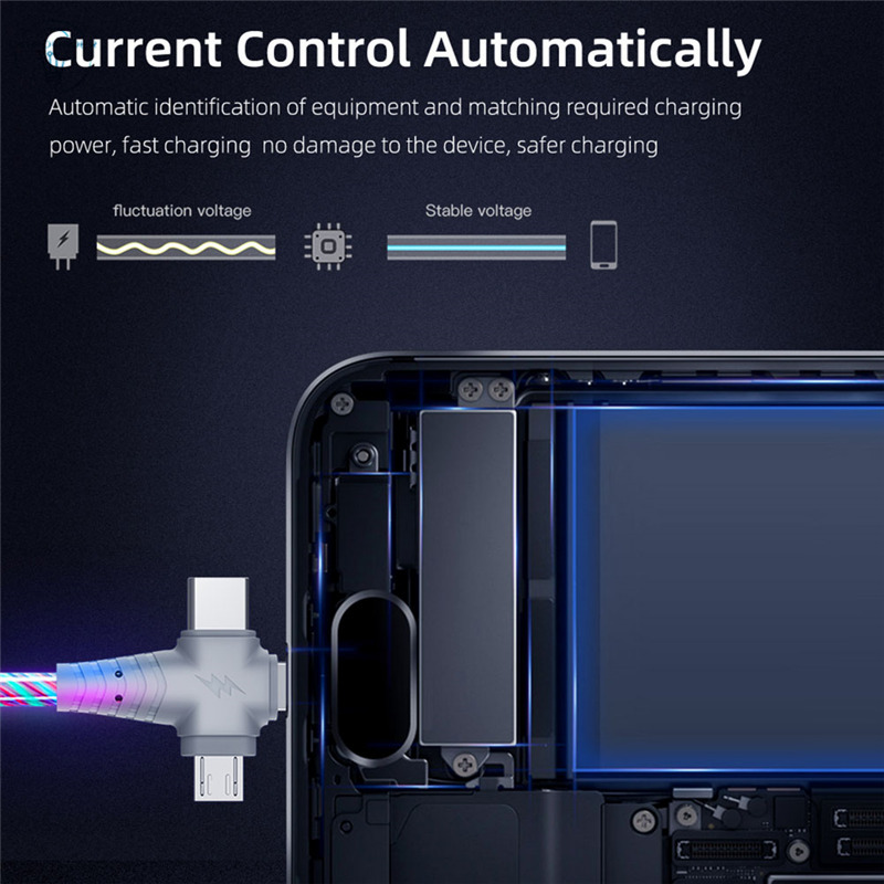 Dây cáp sạc micro usb Type C 8-chân 3 trong 1 chuyên dụng