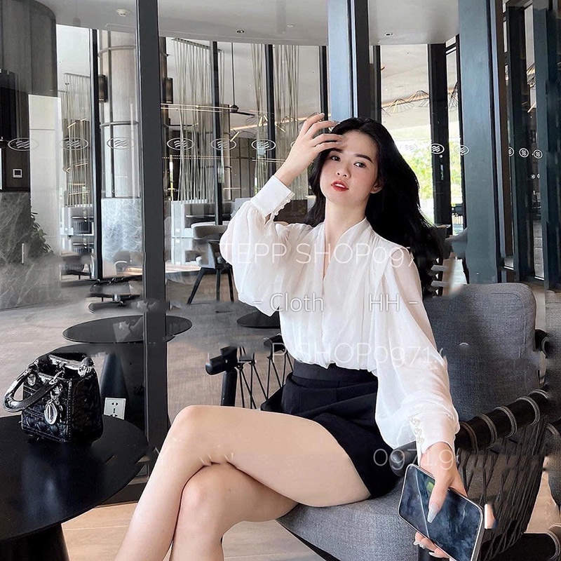 Áo Sơ Mi Kiểu Đắp Chéo Tay Dài Sang Chảnh AP006-Teen 888