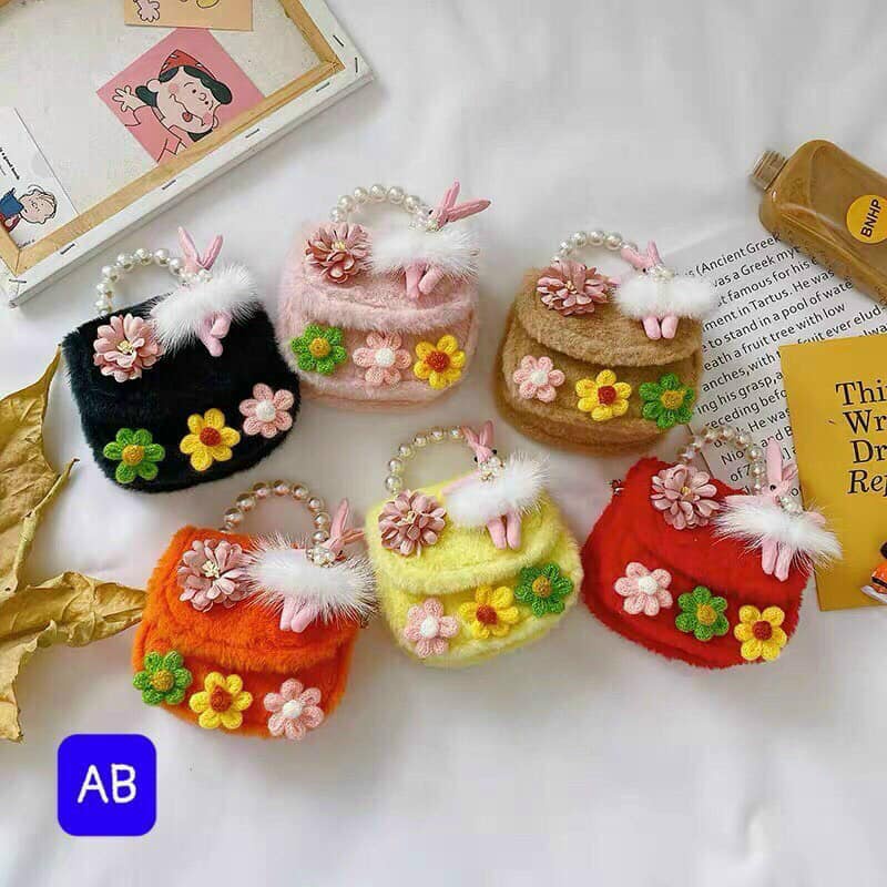 Túi đeo chéo mini, họa tiết hình bông hoa, đáng yêu cho bé