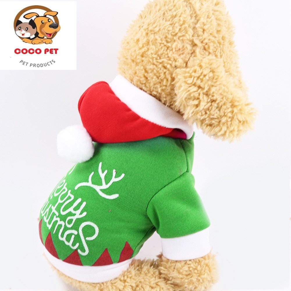 Áo Noel - Merry Chrisymas Dành Cho Chó Mèo Có Mũ Siêu Xinh - Quần Áo Chó Mèo
