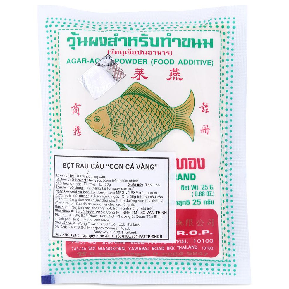 Bột Rau Câu Con Cá Vàng Platapiantong Gói 25G