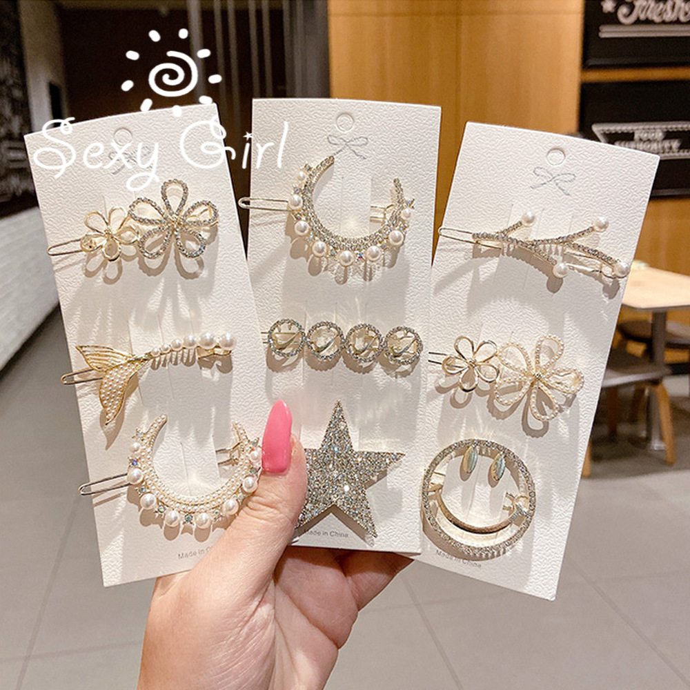 Kẹp tóc đính ngọc trai giả trẻ trung phong cách Hàn Quốc dễ thương thời trang dành cho nữ