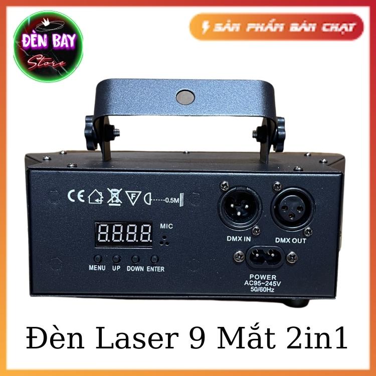 Đèn Chiếu Laser 9 Mắt 2in1 Cảm Biến Âm Thanh - Đèn Nháy Theo Nhạc Nhập Khẩu Cao Cấp