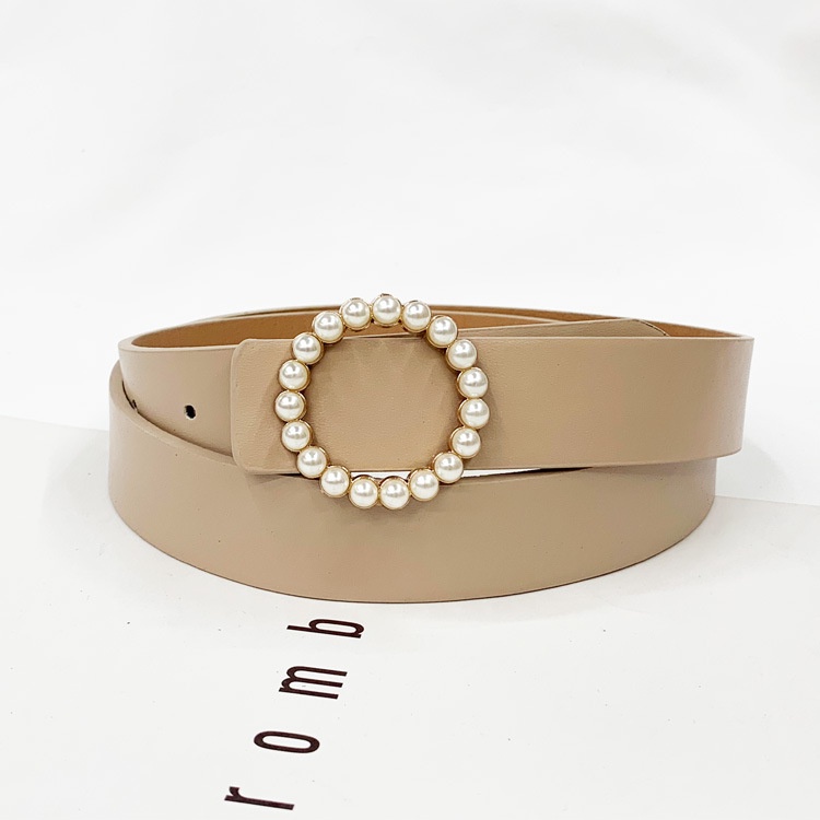 Thắt Lưng Da Đính Đinh Tán Ngọc Trai Đen Sang Trọng Thời Trang Cho Nữ