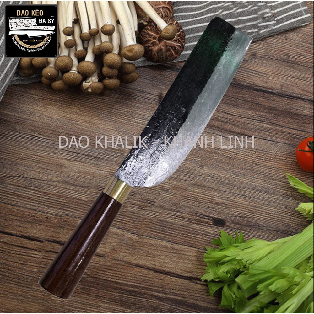 [LY-01] Dao thái nhà bếp bằng nhíp xe 100%, cán gỗ tròn đẹp -  Thương hiệu Khalik Khánh Linh (Đa Sỹ) - Hàng chất lượng