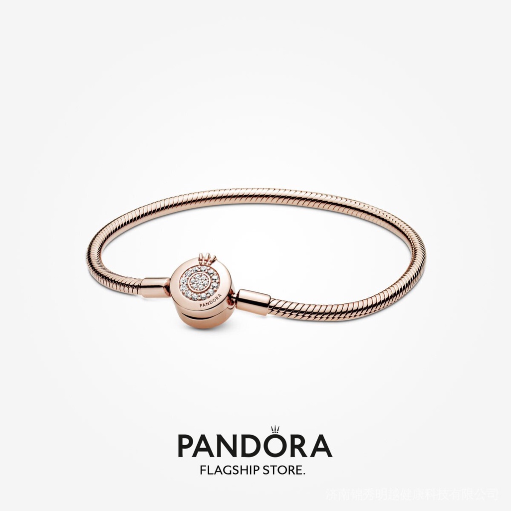 Pandora Vòng Tay Mạ Vàng Hồng 14K Đính Đá Lấp Lánh