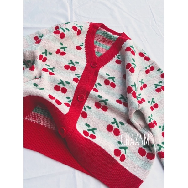 SẴN - áo len thu đông hoạ tiết cherry