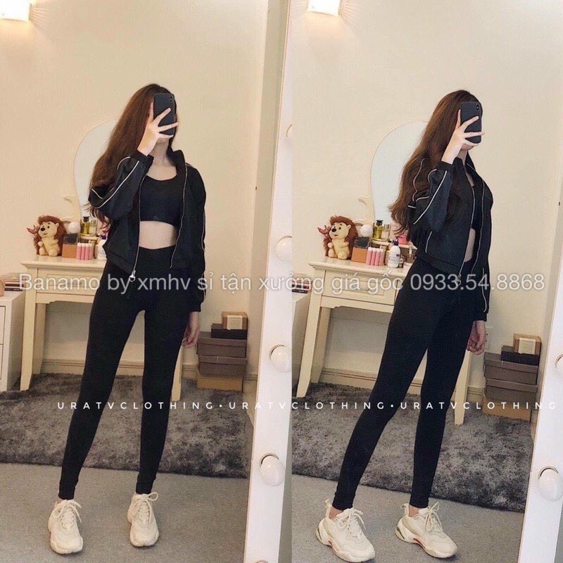 Quần legging MUJI túi gấy cạp cao tôn dáng co giãn 4 chiều thời trang Banamo Fashion 7111 | BigBuy360 - bigbuy360.vn