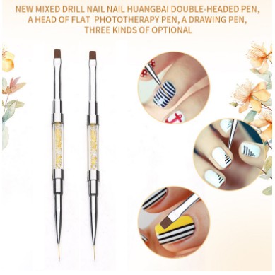 cọ râu cán đá 2in1 (cọ râu cọ bản) trang trí móng làm nail