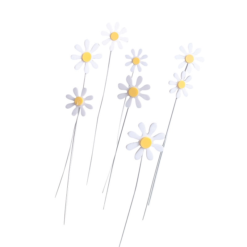 Set 8 Que Cắm Trang Trí Bánh DIY Hình Hoa Cúc Bằng Acrylic