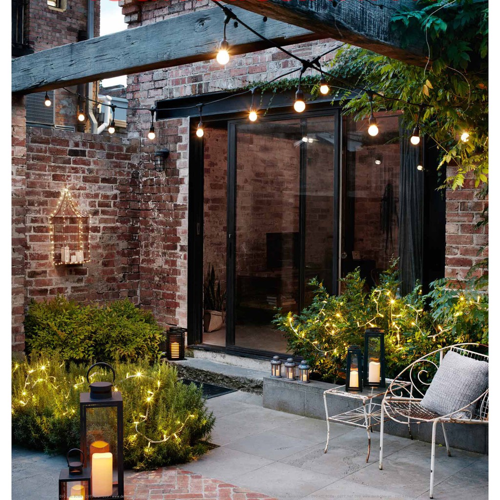 Đèn dây ngoài trời 10M 15 đui (dây loại 1 tròn lớn) chưa bóng