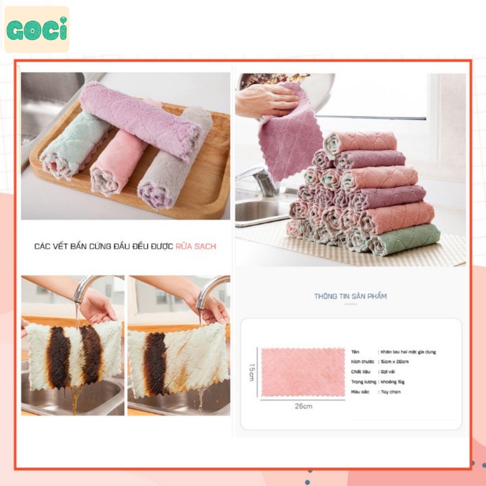 Khăn lau bếp đa năng chuyên dụng hai mặt lông cừu dùng lau chén dĩa nhanh gọn không bám dầu
