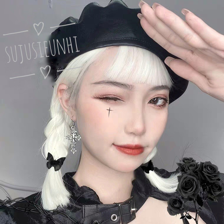 (có loại không xỏ) 5 mẫu- Khuyên tai Gothic hình chữ thập họa tiết nhiều kiểu