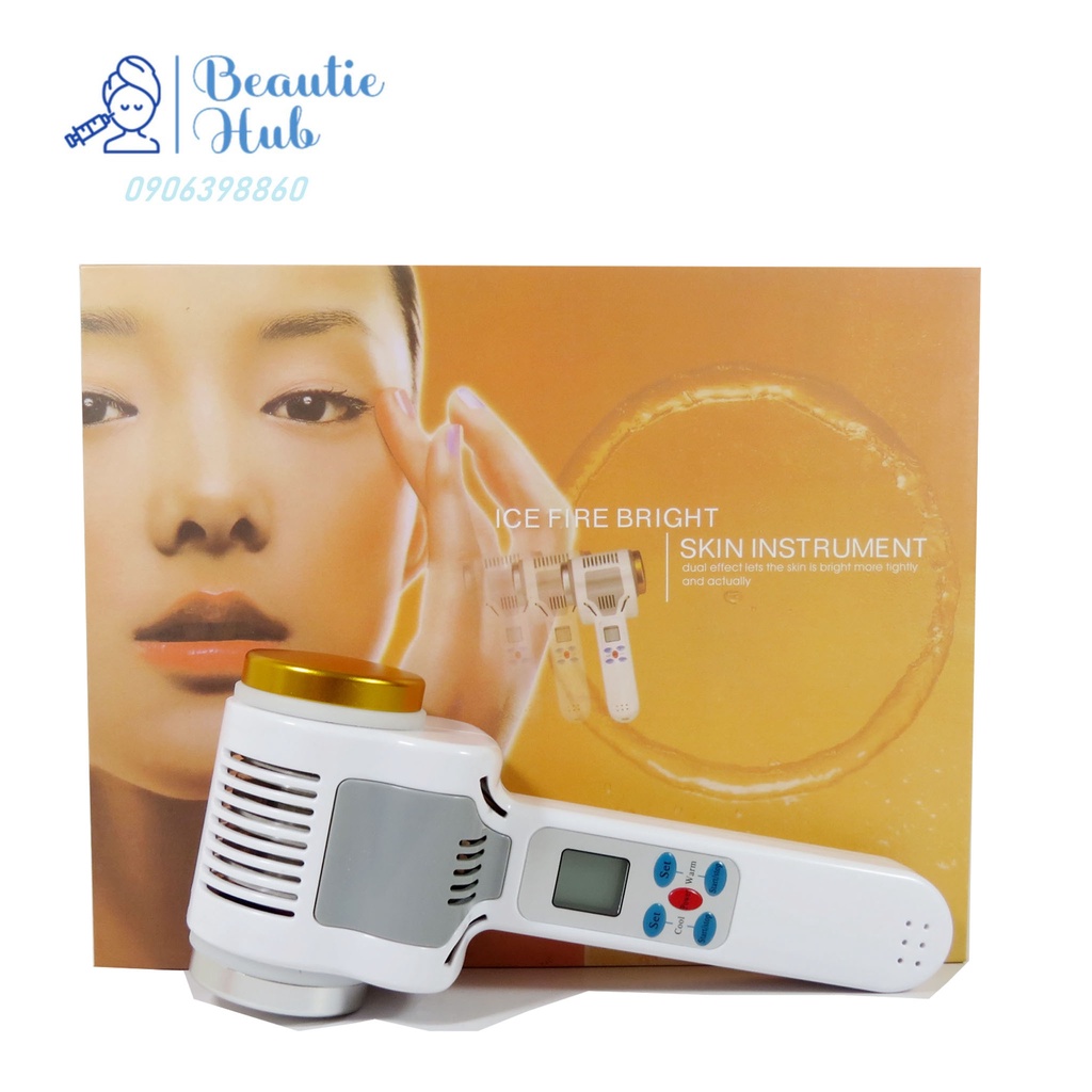 Búa Điện Di Nóng Lạnh 2 Đầu Cao Cấp siêu âm nâng cơICE FIRE BRIGHT SKIN INSTRUMENT dùng trong spa, da liễu