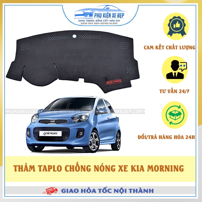 Thảm taplo ô tô lông cừu HÀNG LOẠI I xe KIA MORNING [CAO CẤP - FREE SHIP] có 3 lớp chống Trượt