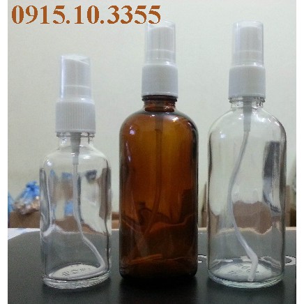 (COMBO 50)  Vỏ Chai xịt phun sương bằng Thuỷ tinh : 10ml - 20ml - 30ml