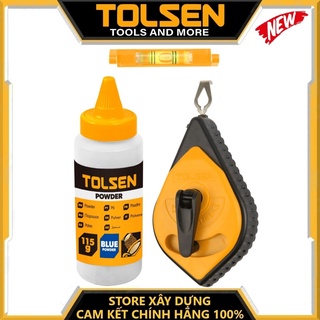 Cuộn dây phấn 30m có thước thủy tolsen 42013 - hàng chính hãng