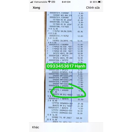 Vitamine B12 Nature made 400 viên Mỹ có bill