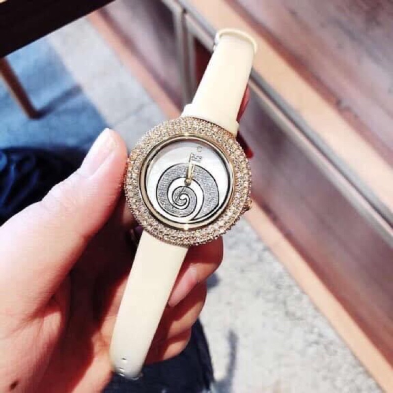 Đồng Hồ Nữ Burgi dây da case 36mm mầu sữa