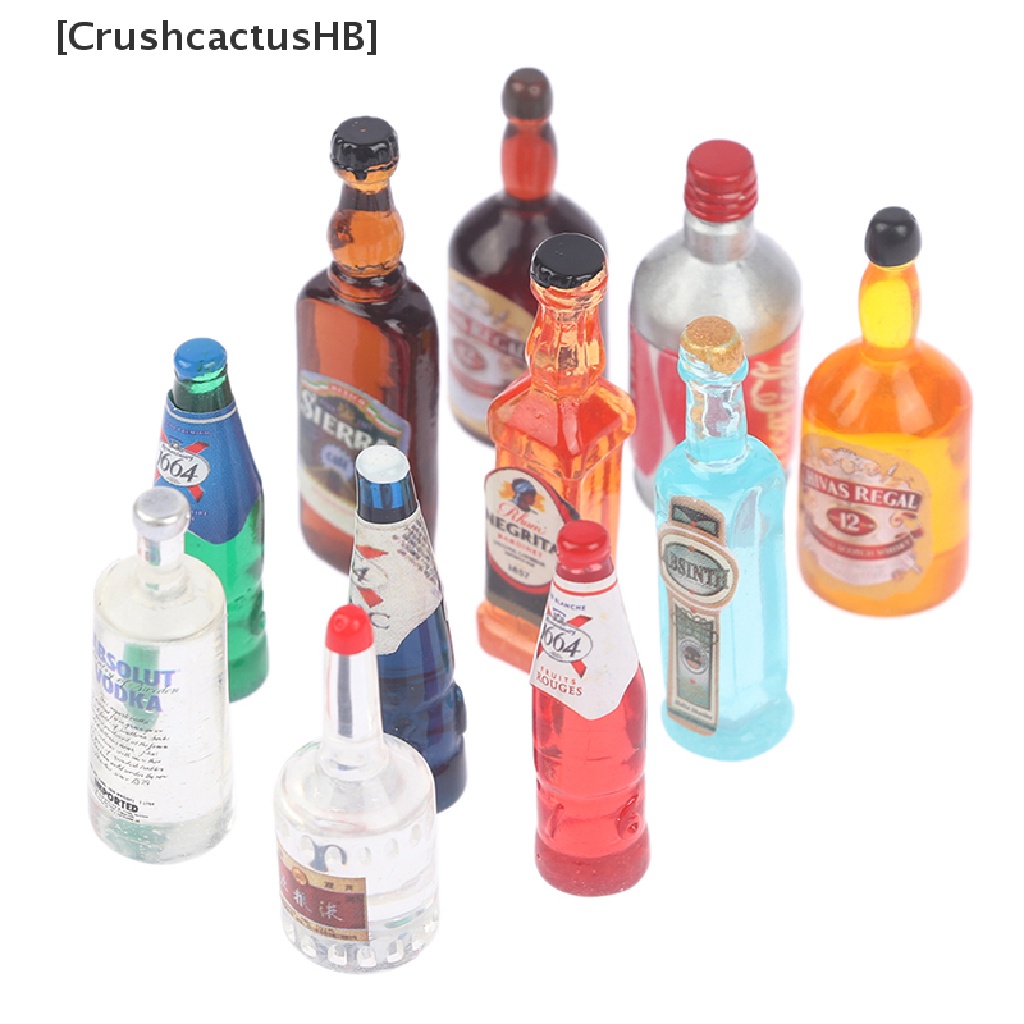 [CrushcactusHB] Set 10 Chai Rượu Mini Tỉ Lệ 1: 12 Trang Trí Nhà Búp Bê