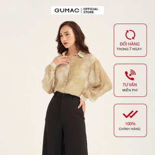 Áo sơ mi nữ loang màu GUMAC màu nâu freesize, đồ công sở AB196